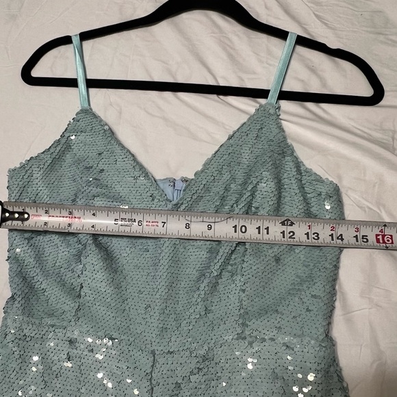 Francesca’s Collection Sasha Blue Sequin Flare Jumpsuit - Picture 2 of 7